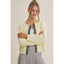 Cottage Garden Wool Blend Floral Placket Sweater Cardigan: OATMEAL