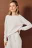 Cream Contrast Raglan Scuba Long Sleeve Top: OFF WHITE-ASH GREY