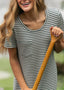 Jane Teal Stripe T-shirt Maxi Dress: S