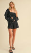 Gauze Long Sleeve Top - Black