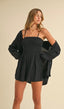 Gauze Long Sleeve Top - Black