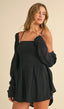 Gauze Long Sleeve Top - Black