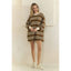 Coastal Breeze Stripe Sweatshirt Dress: Mocha