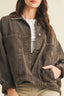 Vintage Wash Pleated Back Jacket: BLACK COFFEE