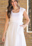 Eleanor White A-line Midi Dress: 1XL