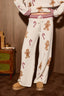 Gingerbread Graphic Knit Wide Leg Lounge Pants: CREAM-RED