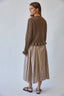 Ruffle Wave Button Knit Cardigan: CHOCO