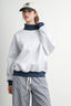 Cozy Contrast Turtleneck Sweatshirt: GREY / NAVY