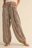 LEOPARD GAUZE RELAXED FIT BALLOON PANTS: LEOPARD