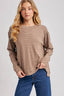 STRIPED CREW NECK  SLOUCHY KNIT TOP: LATTE/IVORY