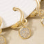 Cz Bezel Drop Charm Hoop Earring Set: GCL