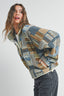 The Moss Patchwork Fleece Half Snap Top: OLIVE MULTI
