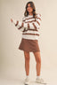STRIPED SWEATER TOP AND MINI SKIRT SET: MOCHA