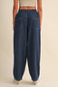 DENIM ELASTIC WAIST RELAXED FIT BALLOON PANTS: DK DENIM