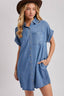 DENIM BUTTON DOWN SHIRT DRESS: MED.WASH