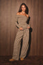 OFF SHOULDER LONG SLEEVE TOP: BROWN-CREAM STRIPE
