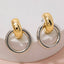 Gold Dipped Two Tone Door Knocker Earrings: GOLD