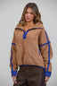 Teddy Sherpa Fleece Half Zip Pullover: CHOCO/BLUE