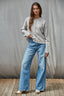 Knit Sweater Button Down Long Sleeve Cardigan Top: Light Heather Grey