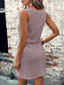 Eyelet Drawstring Round Neck Sleeveless Dress - Lilac