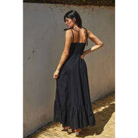 Cotton Poplin Ruched Detail Maxi Dress