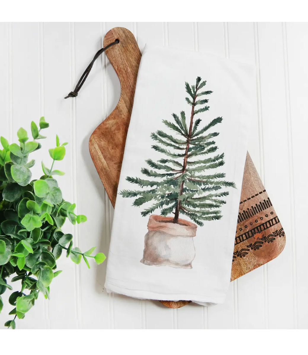 Watercolor Christmas Tree Kitchen Towel