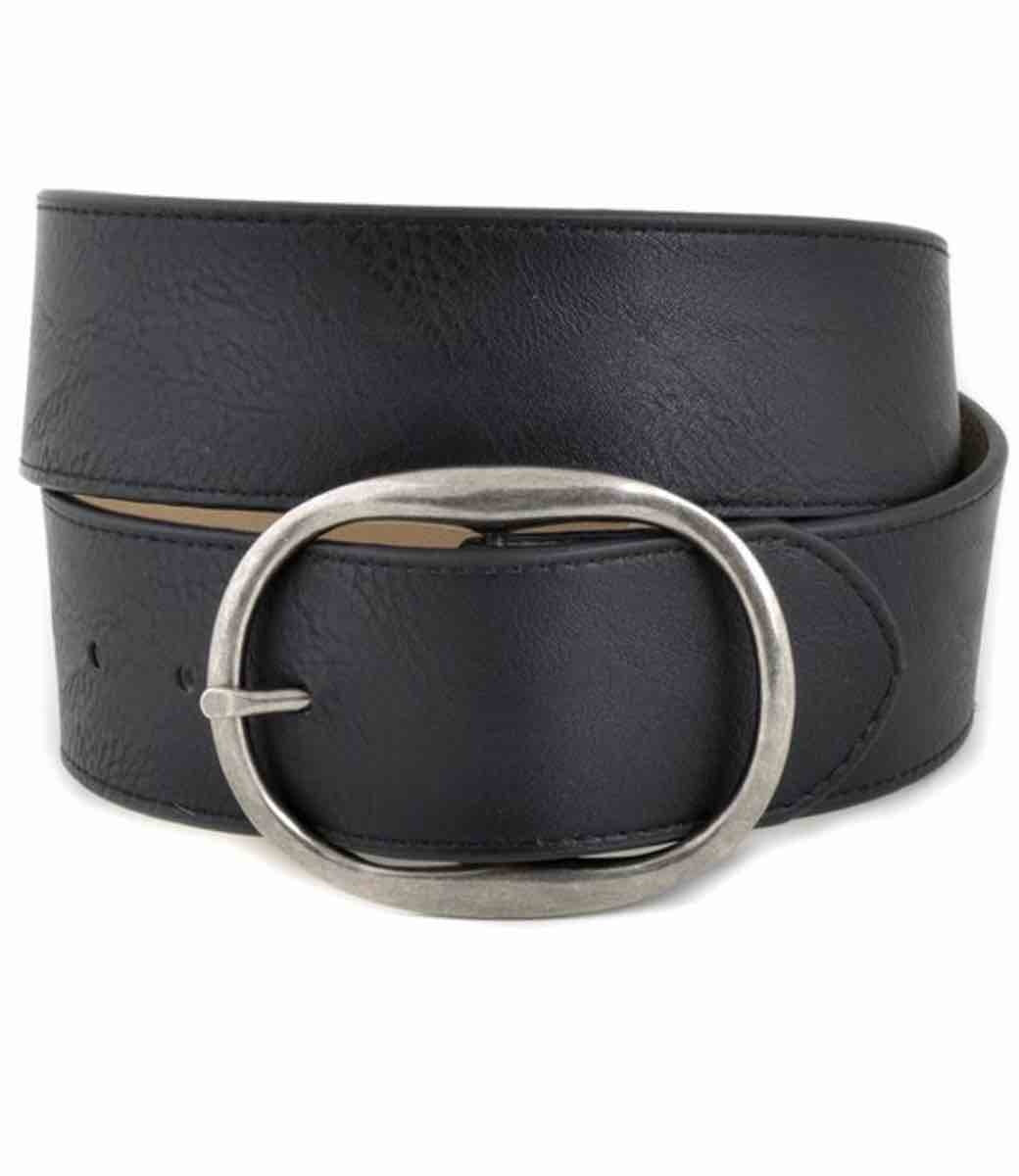 Pam Oval Buckle Belt - Black