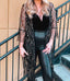 Sequin Sheer Long Sleeve Kimono - Black
