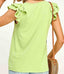 Veronica V Neck Ruffled Top - Lime