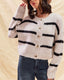 Stripe Button Cozy Sweater Cardigan