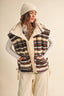 A STRIPED PLUSH FLEECE OVERSIZED VEST: MULTI