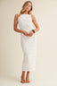 TEXTURED DIAGONAL LACE SLEEVELESS DRESS: Off-White