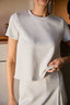 CREW NECK TOP AND HIGH WAIST FRONT SLIT BACK ELASTIC SKORT: ASH GREY