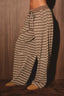 LOW RISE BARREL SWEATPANTS: BROWN-CREAM STRIPE