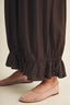 Lace-Trim Lantern Hem Poplin Trousers: Rich Brown