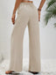 Casual Drawstring Wide Leg Pants: Apricot
