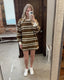 Coastal Breeze Stripe Sweatshirt Dress: Mocha