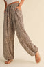 LEOPARD GAUZE RELAXED FIT BALLOON PANTS: LEOPARD