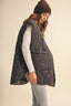 REVERSIBLE OVERSIZED QUILTTED PLAID VEST: Brown