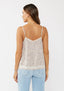 Lace-Trimmed Button Down Floral Spaghetti Tank : Natural/Pink