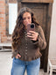 Ruffle Wave Button Knit Cardigan: CHOCO