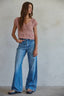 Knit Sweater Cotton Crochet V-Neck Cap Sleeve Top: Mauve