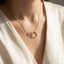 Gold Dipped Double Circle Chain Link Charm Necklace: G
