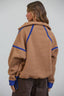 Teddy Sherpa Fleece Half Zip Pullover: CHOCO/BLUE