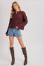 Half-Button Down Open Knit Sweater: ECRU