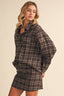 CHECK PRINTED OVERSIZED LONGSLEEVE SHIRTS AND MINI : Brown