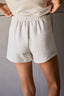 CREW NECK TOP AND HIGH WAIST FRONT SLIT BACK ELASTIC SKORT: ASH GREY