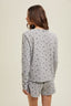 Floral Waffle Knit Top & Shorts Set - Grey