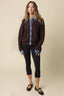 Dana Layered Look Knit Cardigan: BROWN DENIM