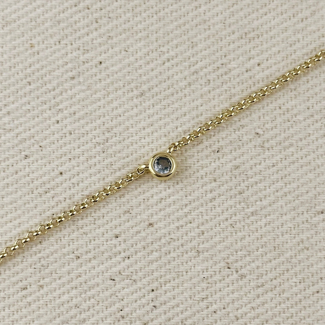 18k Gold Filled Dainty Bezel CZ Birthstone Bracelet
